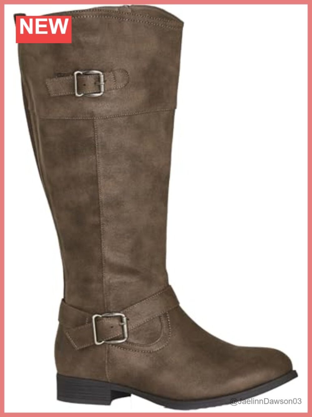 Wide Fit Tall Riding Boots Faux Leather Block Heel Women's